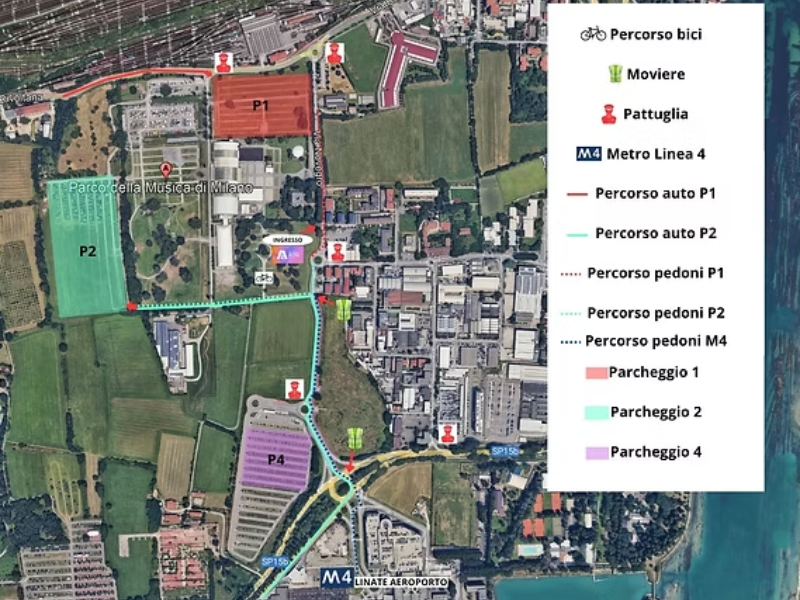 Concerti a Novegro al Parco Musica Milano: il Piano viabilistico