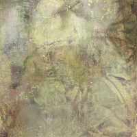 Interno bianco, figura tra le coperte, 2008, Olio e acrilico su tela